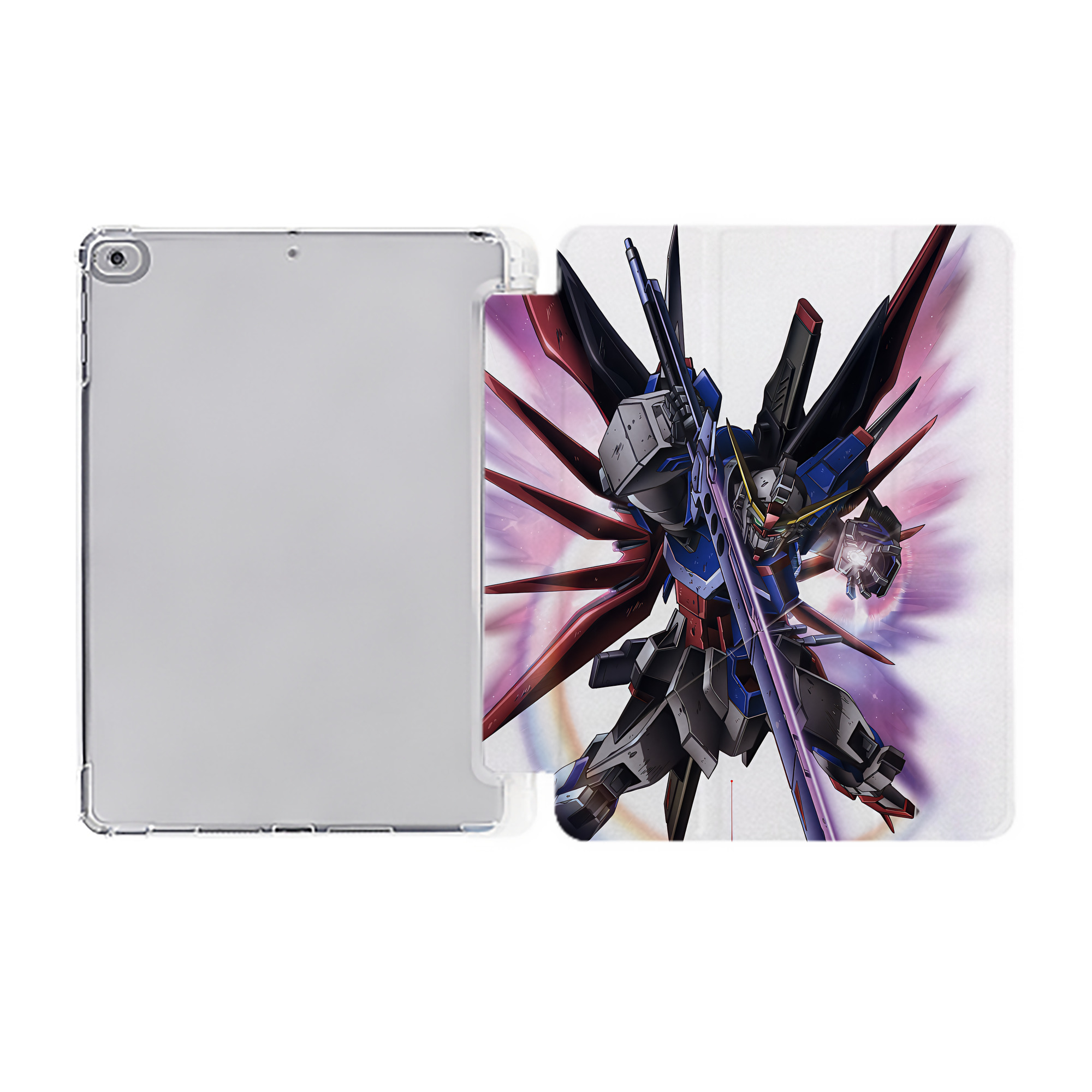 （画像用） 機動戦士ガンダム Mobile Suit Gundam IPad ケース ペン収納付き 三つ折りスタンド PUレザー×シリコン 対応機種9.5/10.5/10.9インチ